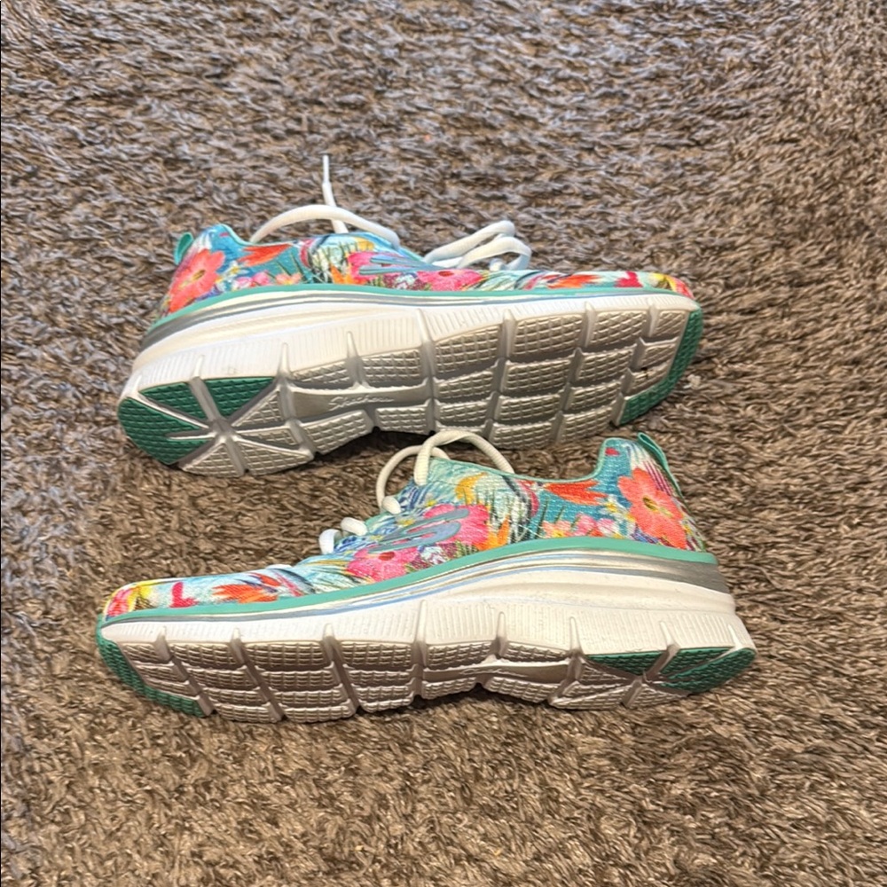 Floral Athletic Sneakers with White Soles